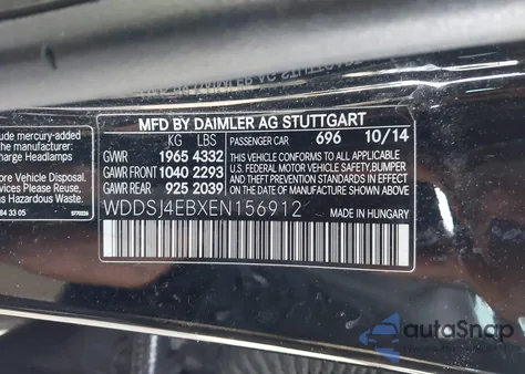 2014 Mercedes-Benz Cla 250 from USA, damaged, VIN WDDSJ4EBXEN156912